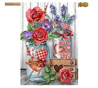 Shxx Love Pots Mason remplis Saint-Valentin Drapeau de maison Floral 28 « x40 » Yst-b825