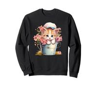 Shy Little Kitten Spring Graphic for Women Girls and Cat Mom Sweatshirt