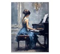 SHYAMIC Couleurs Impression sur Toile, Beauté élégante jouant du piano Abstrait Decoration murale - Tableaux Décoration Moderne, Tableau Murale Chambre Salle De Bain - 60x90cm Sans cadre