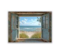 SHYAMIC Impression sur Toile Decoration Murale Peinture, Perspective cabane bord de mer Tableaux Muraux Déco Chambre Dune, Coucher de soleil, Plage, Plantes, Mer - 30x40cm Sans cadre