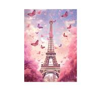 SHYAMIC Rose Art Décoration Murale Toile, Arbre rose Tour Eiffel Tableau Affiche Murale ImpriméS D'Art Pour Salle De Bain Chambre à Coucher -20x30cm Sans cadre