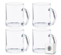 ShyaWorld 4 tasses en verre transparent de 350 ml présentées dans une boîte individuelle. Passent au micro-ondes et au lave-vaisselle