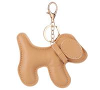 SHYCown Porte-clés en cuir avec pendentif en forme de chien, breloque de sac, portefeuille, jaune, Medium