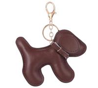 SHYCown Porte-clés en cuir avec pendentif en forme de chien, breloque de sac, portefeuille, marron, Medium