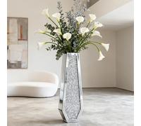 SHYFOY Grand Vase a Poser au Sol Miroir, Grand Vase de Sol Vases Décoratif en Strass Vases Haut Pampa, pour décoration de Salon, 61,5 cm, Argent