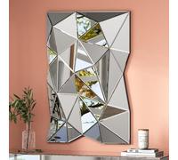 SHYFOY Miroir mural géométrique - 90 x 60 cm - Miroir mural rectangulaire avec accents en cristal - Décoration moderne pour salon, chambre à coucher, foyer et plus encore