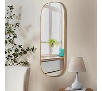 SHYFOY Miroir mural irrégulier doré avec cadre en métal pour salle de bain, lavabo, salon, chambre à coucher, couloir, décoration murale, 90 x 64 cm