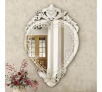 SHYFOY Miroir mural vénitien - 95 x 61 cm - Miroir en forme de cœur - Miroir décoratif pour salon et chambre à coucher - Miroir mural avec design fabriqué à la main