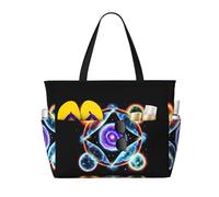 ShyHhts Cosmic Stars Sac de plage de grande capacité, sac à main pour femme imperméable et résistant au sable, adapté pour les voyages, les vacances à la plage, etc., noir, taille unique
