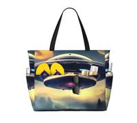 ShyHhts Ufo Landing Sac de plage de grande capacité, sac à main pour femme imperméable et résistant au sable, adapté pour les voyages, les vacances à la plage, etc.