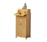 SHYJSGHZ Armoire sanctuaire de Bouddha, Table d'autel Niveaux avec Rangement, Table de Méditation en Bambou pour Salons Bureaux et Temples(Yellow,16.5 * 14.9 * 47.2in)