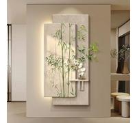 SHYJSGHZ Art Mural éclairé en grès 3D avec Plantes artificielles, Espace hydroponique, Sculpture Murale LED avec Vase for entrée, Salon, Couloir(B,15.7x31.5in)