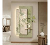 SHYJSGHZ Art Mural éclairé en grès 3D avec Plantes artificielles, Espace hydroponique, Sculpture Murale LED avec Vase for entrée, Salon, Couloir(G,23.6x47.2in)