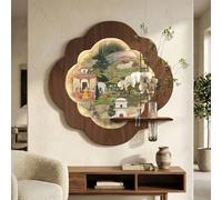 SHYJSGHZ Art mural LED 3D avec lumière à intensité variable à distance, peinture murale zen en bambou et oiseau en grès, décoration de style chinois avec fausse plante for salon(E,47.2x47.2in)