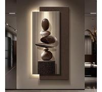 SHYJSGHZ Art Mural LED 3D avec Relief en Couches Moderne et Lumineux, décoration Murale en grès à intensité Variable avec télécommande for entrée, Salon, Couloir(C,15.7x31.5in)