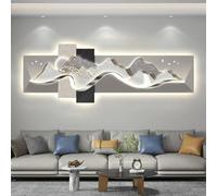 SHYJSGHZ Décor d'art Mural 3D avec lumières LED, Peinture de Lampe Murale en Porcelaine de Cristal, Alimentation enfichable télécommandée sans Fil for Le Salon(A,47.2x15.7in)
