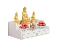 SHYJSGHZ Étagère D'autel Murale, Table De Méditation en Bois avec Rangement, Niche De Prière Bouddhiste pour La Maison, Salons Et Petits Espaces(White,11.8 * 15.7 * 10.2in)