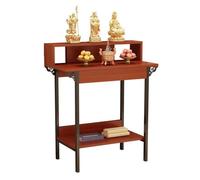 SHYJSGHZ Grand Table De Méditation, Table d'autel Niveaux avec Rangement, Bouddha Autel Étagère Sanctuaire pour Salons Bureaux et Temples(Teak Color,23.6 * 16.5 * 46.4in)