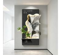 SHYJSGHZ Tableau Lumineux 3D LED, Sculpture Feuille grès Sablonneux Noir Blanc avec Vase intégré, lumière Chaude branchable télécommande, déco Murale Salon Chambre entrée(120x60cm/47.2x23.6in,C)