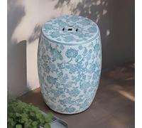 SHYJSGHZ Tabouret de Jardin en céramique 18", Dessus Plat, siège Vintage Style Chinois Bleu et Blanc | Table d'appoint intérieure et extérieure, Support de Plantes Multifonction et siège d'appoint