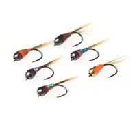 SHYKNYU Leurre de pêche à la truite Tungstène Perdigon Nymphe Petites têtes de perles Leurre de pêche à la mouche Appât extérieur 6 Pièces