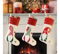 Shyllin 3 Pièces Personnalisé Chaussettes de Noël, Tricoter Chaussettes de Noël Decoration, 46cm, Remplir Botte Pere Noëls, Enfant Bas de Noëls pour Sapins de Noël, Cheminées, Escaliers (Nain Noël)