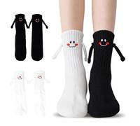 Shyllin Cadeaux amusants, cadeaux pour les deux, un couple fou, chaussettes magnétiques, Crazy Happy Socks hommes 43-46 femmes 39-42, chaussettes amusantes, pour amis, partenaires et couples, Noir W4