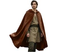 Shyllin Cape à Capuchon en Velours Renaissance, Deguisement Medieval Adulte, Costume Médiévale Homme Poncho, Cape de Déguisement Halloween Moyen-Âge Hobbit Sorcier-Halloween Carnaval Cosplay (Marron)