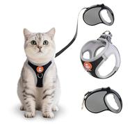 Shyllin Harnais pour Chat avec Laisse Enrouleur, Arnet pour Chat et 5M Laisse pour Cha t Rétractables Kit, Collier Réglable Gilet Respirant Réfléchissant Harnet, Harnais Chaton Anti Évasion (Noir, S)