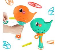 Shyllin Lanceur Disque Volant, Pack de 2 Jouets d'extérieur Enfants, Comprenant 32 Soucoupes Volantes, Jouets à HéLice, Jeux d'extérieur Enfants pour Parcs, Jardins, Plages (Orange Vert)