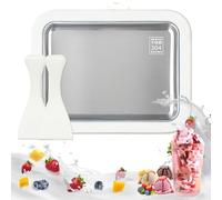Shyllin Machine à Crème Glacée Instantanée, Ice roll plaque, Plaque pour glace roulée, Appareil à Glace DIY avec 2 Spatules, Plaque à Glace Roulée pour La Fabrication De Crème Glacée (White, 1)