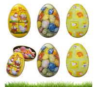 Shyllin Oeufs de Pâques Boîtes Métalliques, 12pcs Oeufs de Pâques en Métal, Oeufs de Paques a Remplir, adaptés pour Emballer des Cadeaux de Pâques, des Biscuits et des Bonbons (Ovale - 6)