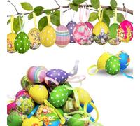 Shyllin Oeufs de Pâques Décoration, 12pcs Oeufs de Pâques à Accrocher, Style Paillettes Dorées, Adaptés Aux Décorations de Fête sur Le Thème de Pâques et Aux Ornements d'arbre de Pâques (Peinture)