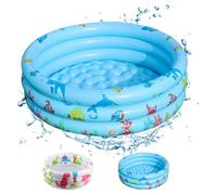Shyllin Piscine Gonflable Enfant 80 * 80 * 22cm,Three Ring Inflatable Paddling Pool,Baignoire Gonflable pour bébé,Piscine pataugeoire Gonflable Ronde (Poisson)