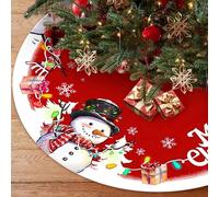 Shyllin Rouge Jupe de Sapin Noël, 120 cm Tapis de Sapins Christmas, Peluche Couvre Pied Weihnachten, Tapis pour Sapin Weihnachten, Jupe Sapins Christmas pour Noël, Fête, Nouvel (Bonhomme Neige 3)