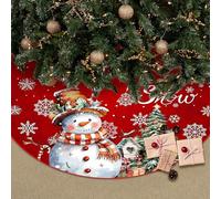 Shyllin Rouge Jupe de Sapin Noël, 120 cm Tapis de Sapins Christmas, Peluche Couvre Pied Weihnachten, Tapis pour Sapin Weihnachten, Jupe Sapins Christmas pour Noël, Fête, Nouvel (Bonhomme Neige)
