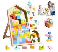 Shyllin Tetris Puzzle 3D en Bois Enfant avec 40 Coloré Russe en Forme Bloc,Jeux Montessori,Tetris Jeu D'empilage en Bois,Puzzle Cerveau,Intelligence Jigsaw,Convient aux 3 Ans et Plus