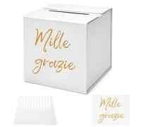 Shyllin Urne de Vote 21 x 21 x 21 cm, Boîte de Vote avec Autocollants Transfert et Raclette, Urne pour Sondages, Tombolas, Mariages, Écoles, Bureaux, Associations et Événements (H)