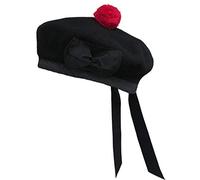 SHYNE KILTS U.K Balmoral Chapeau écossais noir 100 % laine - Noir - 6.625