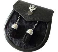 SHYNE KILTS U.K Garçon Semi Robe Noire Peau de Veau Kilt Escarcelle avec Chardon Emblème & Ceinture Chaîne