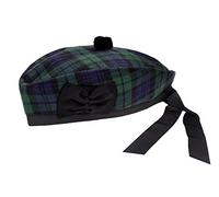 SHYNE KILTS U.K GLENGARRY Chapeau écossais 100 % laine Motif tartan Noir, noir/vert, 53 cm