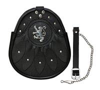 SHYNE KILTS U.K LION RAMPANT & MOTIF CELTIQUE NOIR Sporran cuir avec S/chaîne KILT
