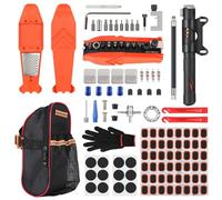 SHYOSUCCE 110pcs kit de réparation de vélo avec Sacoche de Selle, Sac de vélo de Route et kit de réparation d'outils d'urgence, Outil Multifonction de vélo 17 en 1, Pompe à vélo, Tige de Pneu de vélo
