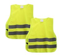SHYOSUCCE 2pcs Gilets de Sécurité pour Enfants EN1150 Gilet Jaune Réfléchissant, Taille Universelle XS pour Garçon et Fille (45x40cm)