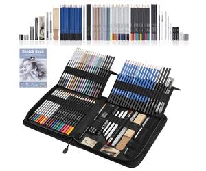 SHYOSUCCE 84 Crayons de Couleurs et Crayons de Dessin avec Accessoires de Dessin, Étui à Crayons, Crayons Aquarelle pour Dessinateurs Débutants et Professionnels, Esquisse, Ombrage et Coloration