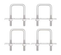 SHYSBV Lot de 4 vis à étrier M6 en U acier inoxydable 304, écrous, rondelles et plaque de cadre, pour tuyaux, voitures, bateaux (M6 60 x 80 mm)