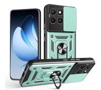 SHYXGLON Coque pour Honor X6C 4G avec housse d'appareil photo coulissante, protection d'appareil photo, anneau magnétique hybride robuste, béquille militaire antichoc pour Honor X6C 4G (vert)