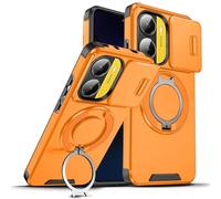 SHYXGLON Coque pour Xiaomi Poco X7 5G/Poco X7 Pro 5G avec housse d'appareil photo coulissante, protection d'appareil photo, anneau robuste hybride et béquille pour Xiaomi Poco X7 Pro 5G (orange, Poco