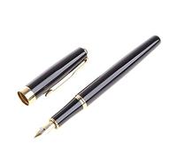SHYYOULQE Baoer 388 Stylo plume en métal noir avec pointe M pour calligraphie et fournitures scolaires classiques en acier inoxydable pour droitier et gaucher