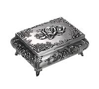 SHYYOULQE Boîte à bijoux élégante en forme de rose en alliage avec cristaux, boucles d'oreilles, collier de rangement avec couvercle pour femme